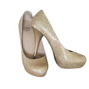 Gold Glitter Platform Heels